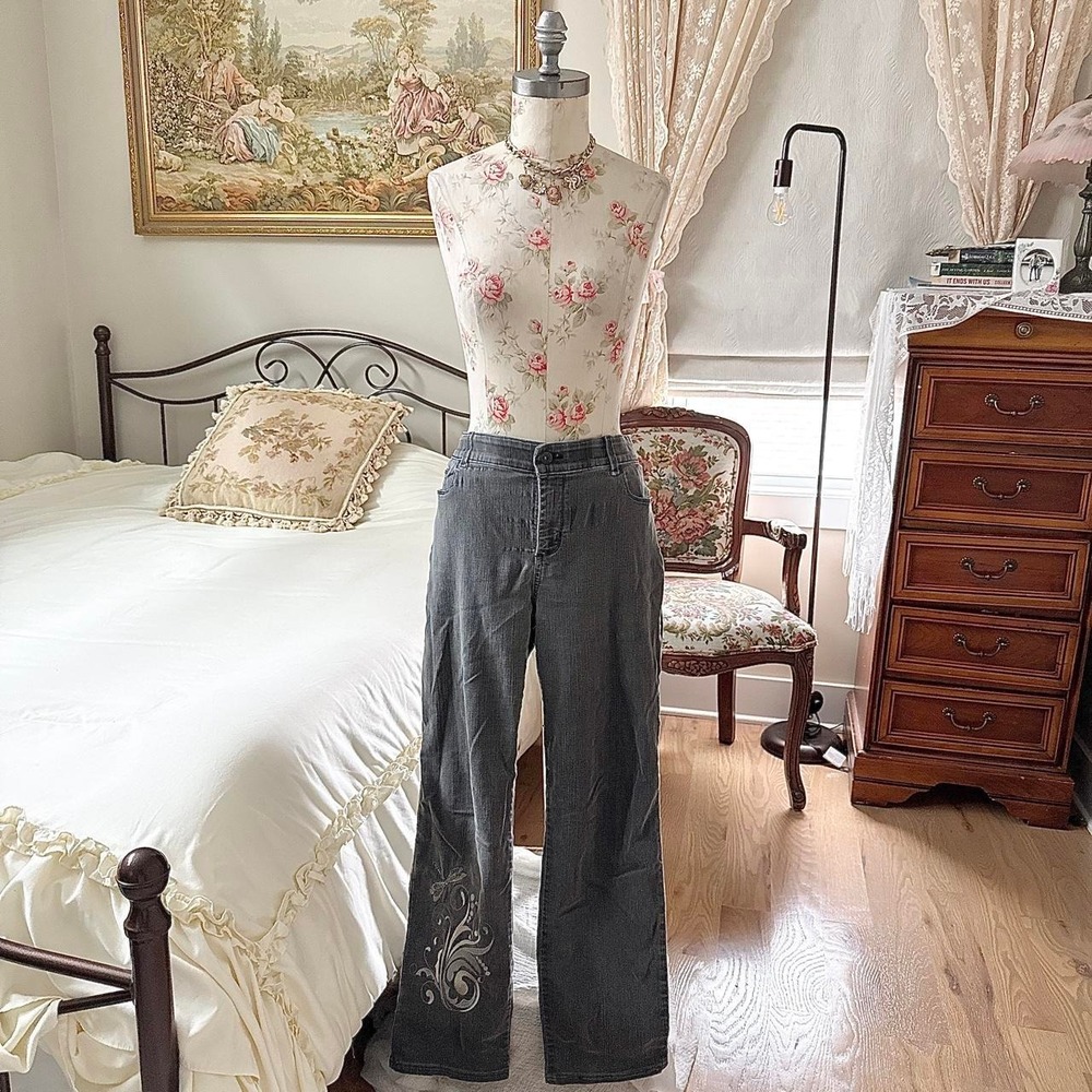 Grunge baggy jeans  Y2K Chico's 34 inch waist charcoal gray jeans‎